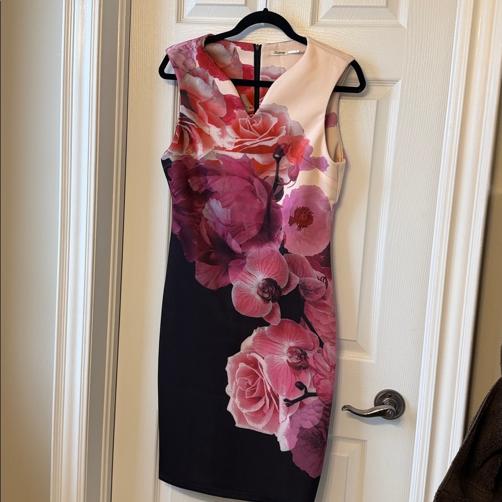 Floral Sleeveless Dress - Pink and Black
